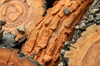 A close-up shot of various tree bark samples, showcasing different textures and patterns. Focus on the intricate details of the bark, highlighting the variations in color and surface. The background should be blurred, emphasizing the bark textures.